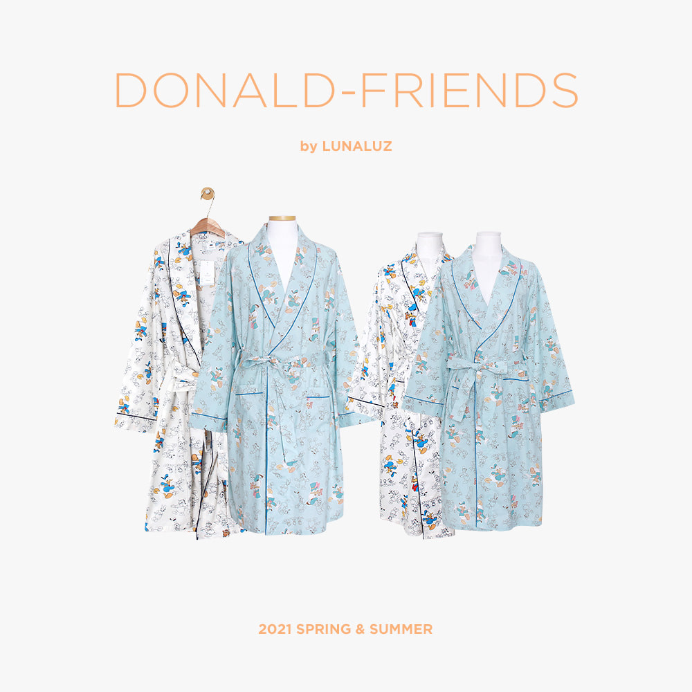[Women and Men&#039;s Ivory - Sold Out]Couple Donald Friends Cotton Robe Shower Gown (2C) 21-02253