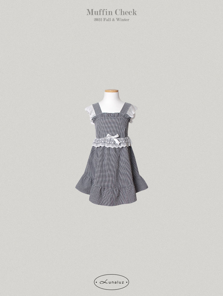 [M/L sold out]Children&#039;s muffin checkered dress (sleeveless) 20-02672