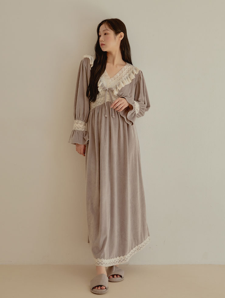 [Gray - Out of stock]Women&#039;s Granada Mink Spandex Dress (3C Long-Sleeved V-neck) 22-08631